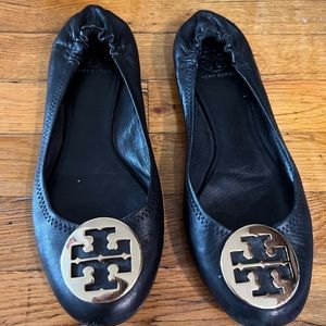 Tory Burch Black Ballet Leather Flat